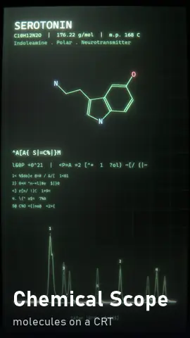 Chemical Scope: serotonin and its FTIR spectrum on a green CRT