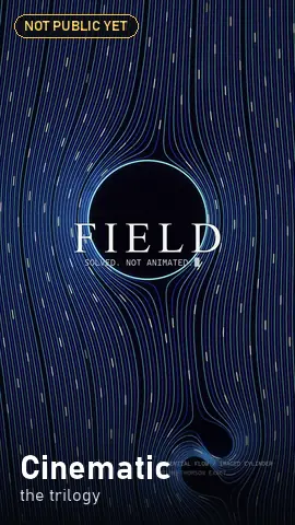 Cinematic: a title card over a swirling blue field