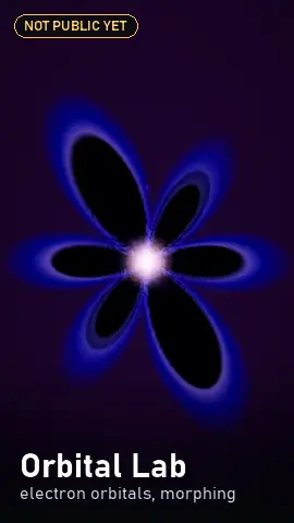 Orbital Lab: a glowing electron orbital morphing between shapes